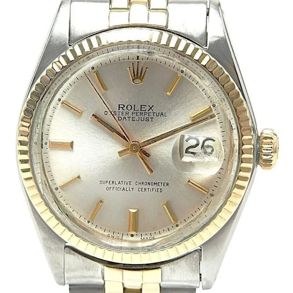 Rolex Datejust Automatic Stainless Steel 18K Yellow Gold Watch Silver